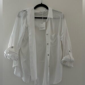 White light beachy button up NWT
